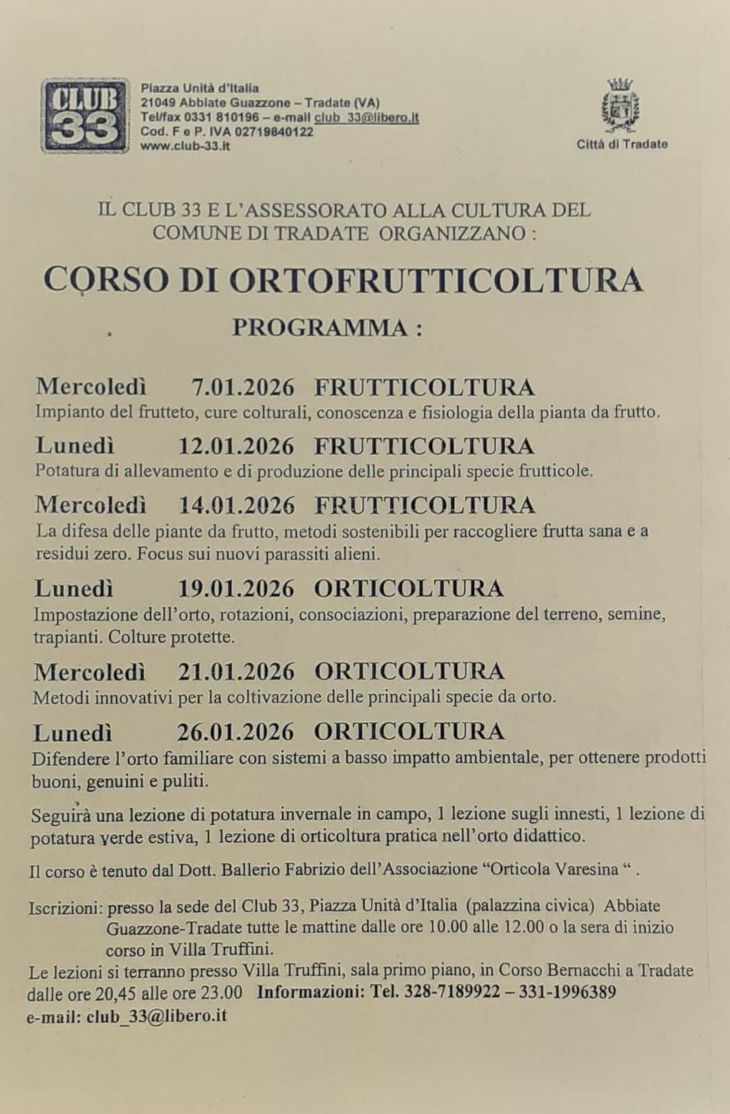 🌿 Corso di Ortofrutticoltura